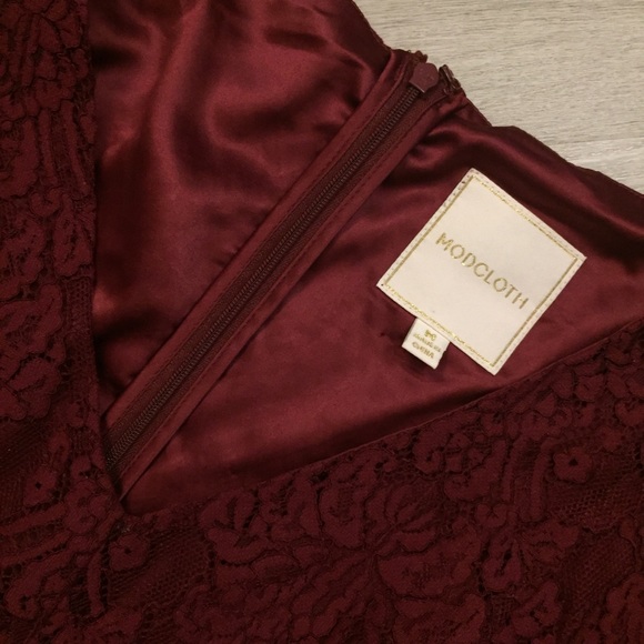 ModCloth Wine Lace Dress, Zip Back, Sz M - Picture 6 of 8